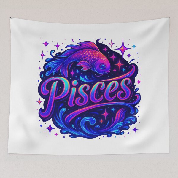 Item preview, Pisces Zodiac Sticker – Neon Fish Astrology – Pisces Aesthetic Art designed and sold by Lulunza.