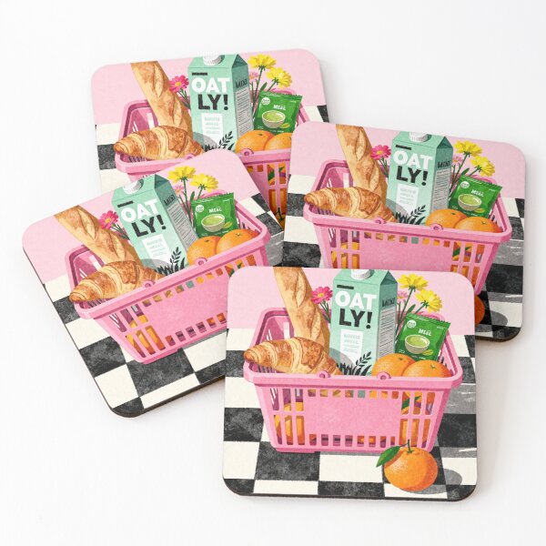 Item preview, Pink Grocery Basket Art Print | Cozy Food Illustration, Artsy Kitchen Wall Decor designed and sold by Gemma A  Summers.