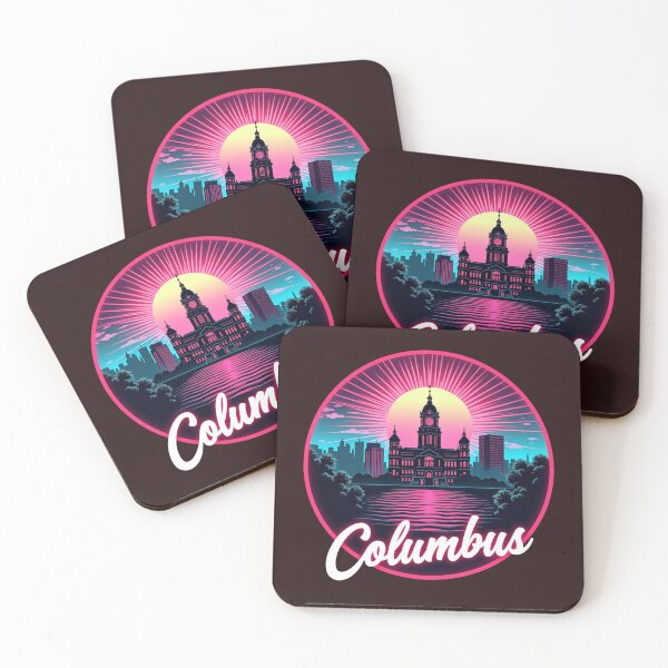 Item preview, Columbus Retro Synthwave City Skyline Art designed and sold by Innova_Creations.