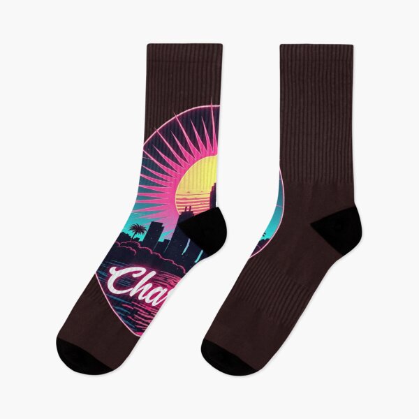 Item preview, Charlotte Retro Synthwave City Skyline Art designed and sold by Innova_Creations.