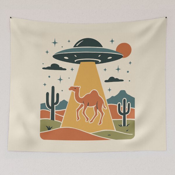 Item preview, Mid-century Modern Camel Being Abducted by Aliens designed and sold by Ghost on Toast.
