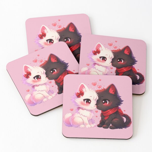 Item preview,  Cute Anime Cat Couple – Valentine Love Sticker designed and sold by CutePearlStudio.
