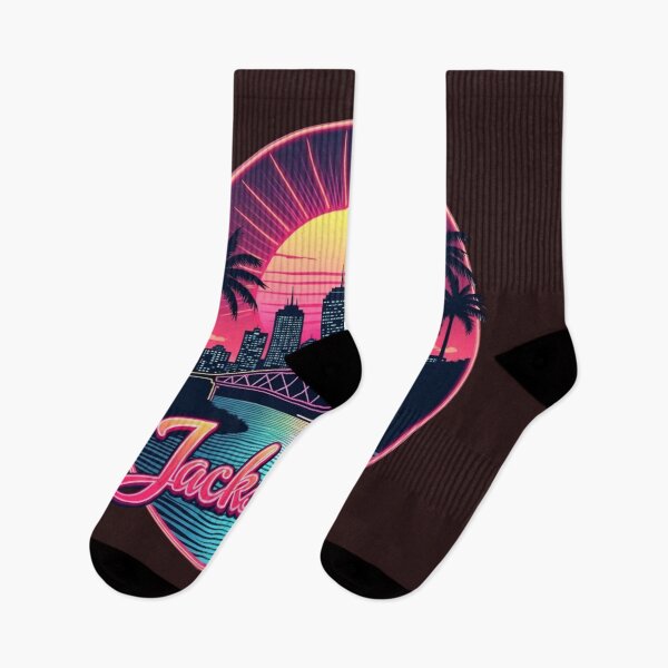 Item preview, Jacksonville Retro Synthwave City Skyline Art designed and sold by Innova_Creations.