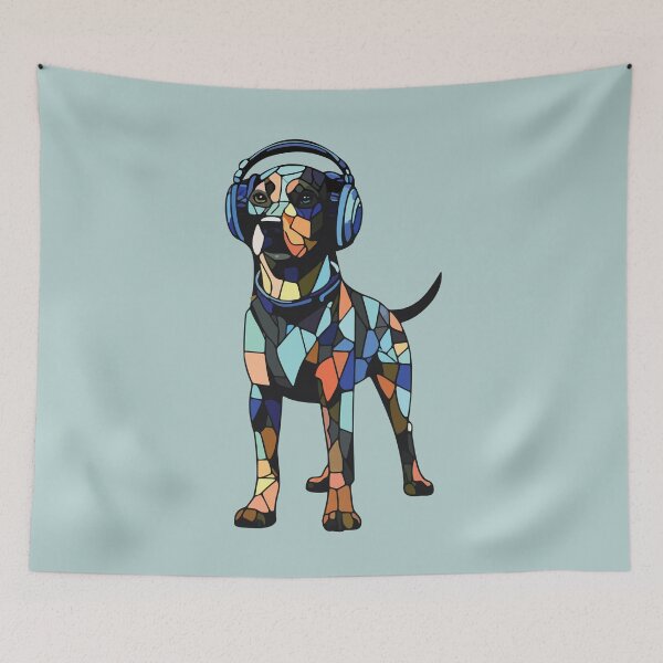 Item preview, Rottweiler with hearing aids dog mosaic designed and sold by designmari.