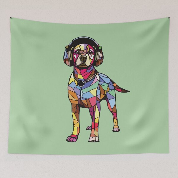 Item preview, dog with headphones mosaic designed and sold by designmari.