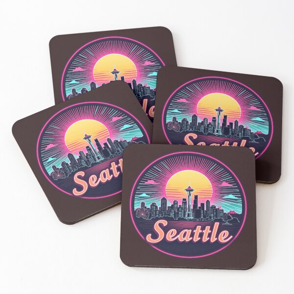 Item preview, Seattle Retro Synthwave City Skyline Art designed and sold by Innova_Creations.
