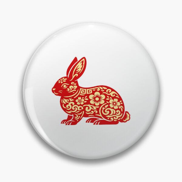 Item preview, Lunar New Year Rabbit Zodiac Papercut Art, Red Gold Chinese New Year Rabbit Illustration, Year of the Rabbit Design designed and sold by Vendeloc.