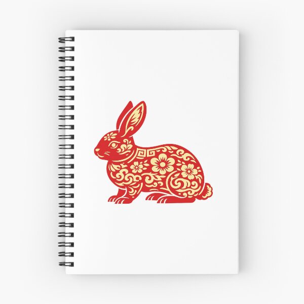 Item preview, Lunar New Year Rabbit Zodiac Papercut Art, Red Gold Chinese New Year Rabbit Illustration, Year of the Rabbit Design designed and sold by Vendeloc.