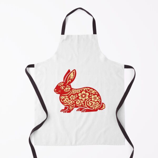Item preview, Lunar New Year Rabbit Zodiac Papercut Art, Red Gold Chinese New Year Rabbit Illustration, Year of the Rabbit Design designed and sold by Vendeloc.