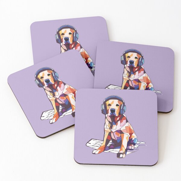Item preview, Golden retriever with headphones mosaic designed and sold by designmari.
