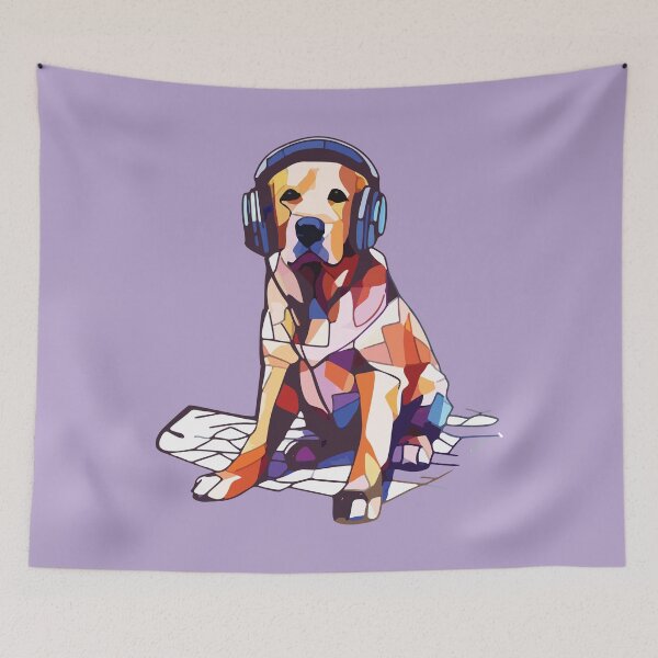 Item preview, Golden retriever with headphones mosaic designed and sold by designmari.