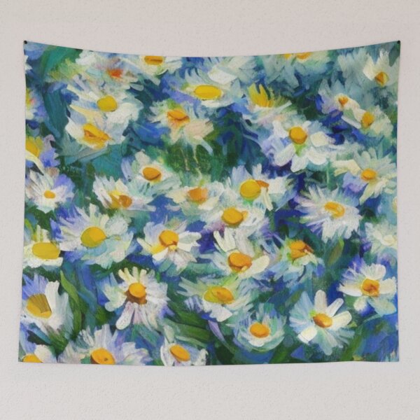 Item preview, White Daisy Meadow Impressionist Floral Art for Cottagecore Flower Lovers designed and sold by WildStroke.