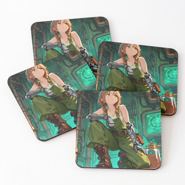 Item preview, JUNO: Mechanical Engine Core Kneel | Cute Solarpunk Anime Girl designed and sold by Sytrics.