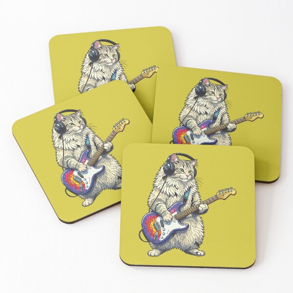 Item preview, White Cat Guitarist Mosaic designed and sold by designmari.