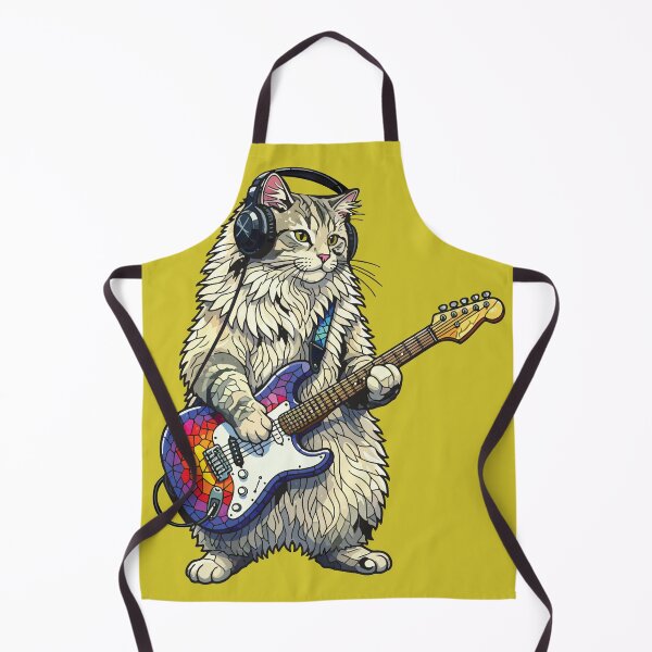 Item preview, white cat guitarist mosaic designed and sold by designmari.