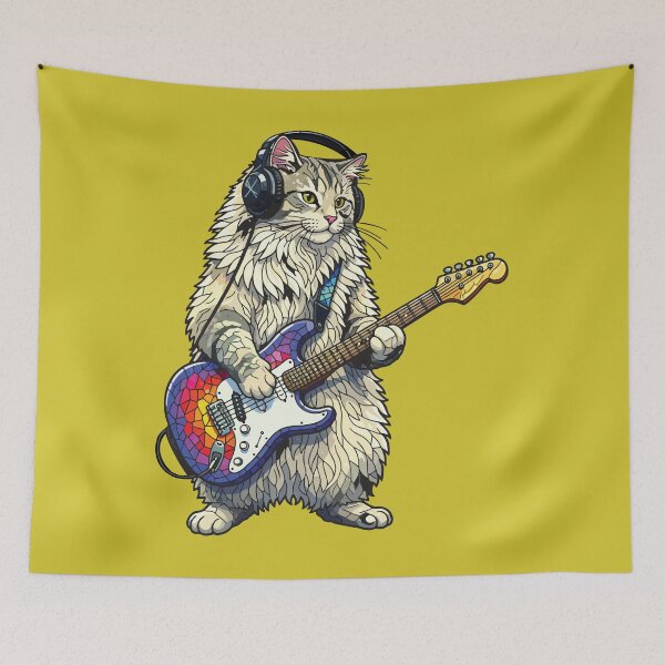Item preview, White Cat Guitarist Mosaic designed and sold by designmari.