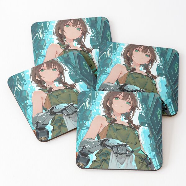 Item preview, JUNO: Neon Blue Cyber Industrial Alley | Cute Solarpunk Anime Girl designed and sold by Sytrics.