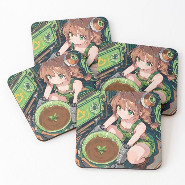 Item preview, JUNO: Tech Garden Planting Module Crouch | Cute Solarpunk Anime Girl designed and sold by Sytrics.