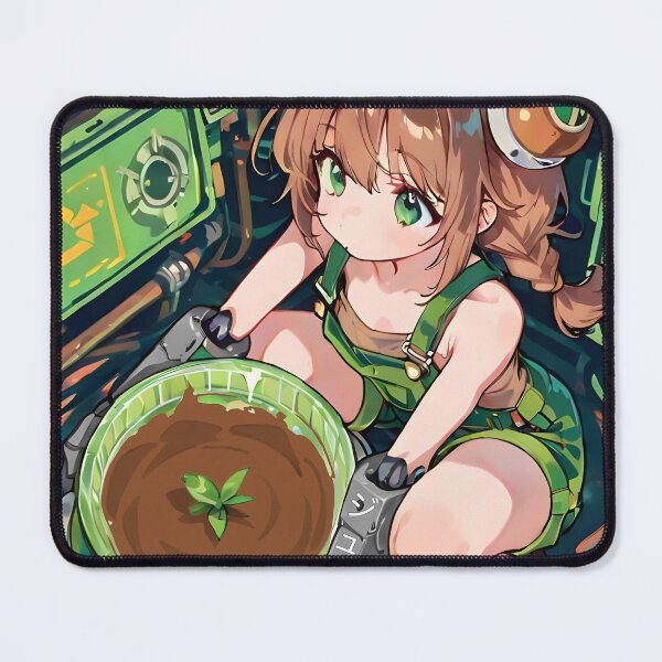 Item preview, JUNO: Tech Garden Planting Module Crouch | Cute Solarpunk Anime Girl designed and sold by Sytrics.