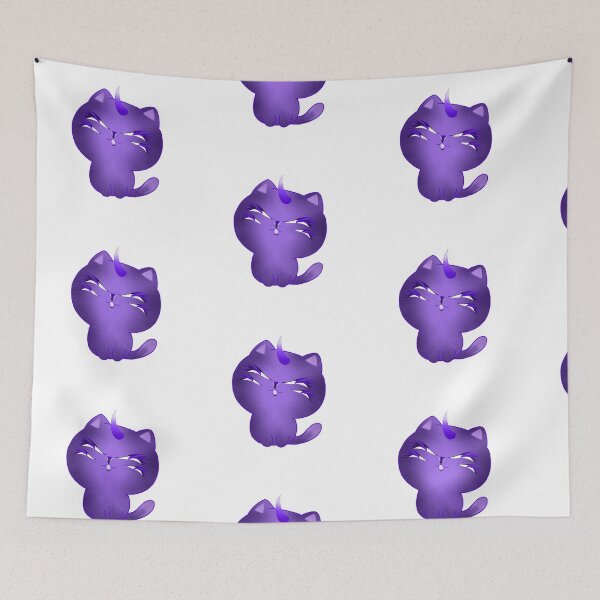 Item preview, Four-Eyed Chibi Cat Unicorn — Cute Purple Fantasy Illustration designed and sold by kerissfantasyart .
