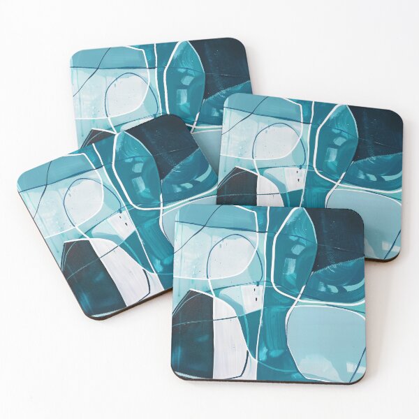 Item preview, B_01_01 Abstract Paintings Blue Aqua Green White designed and sold by CrumbBumStudio.