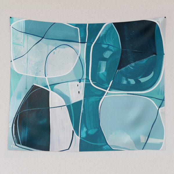 Item preview, B_01_01 Abstract Paintings Blue Aqua Green White designed and sold by CrumbBumStudio.