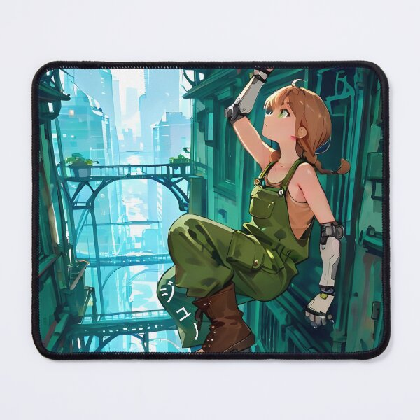 Item preview, JUNO: Vertical City Alleyway Plant Hang | Cute Solarpunk Anime Girl designed and sold by Sytrics.