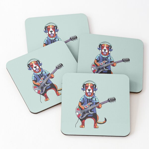 Item preview, dog playing guitar mosaic designed and sold by designmari.