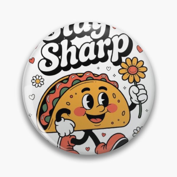 Item preview, Stay Sharp Retro Taco Character Design With Flowers, Smiles, and Positive Everyday Vibes designed and sold by NewUSShop.