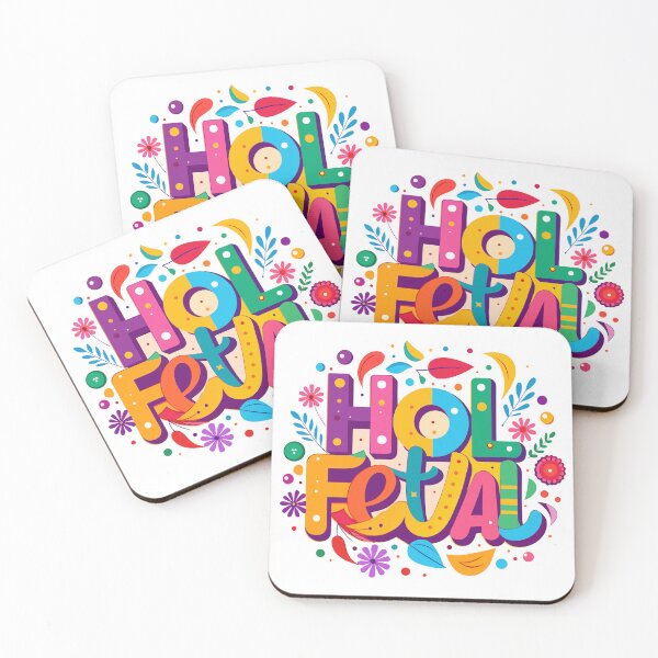 Item preview, Festive Holi Festival Lettering with Colorful Floral and Leaf Elements designed and sold by Jirada.