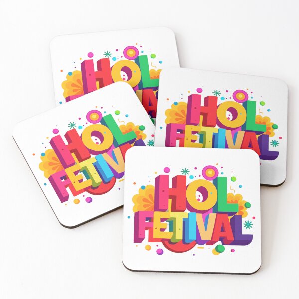 Item preview, 3D Isometric Holi Festival Typography with Vibrant Rainbow Colors and Confetti designed and sold by Jirada.