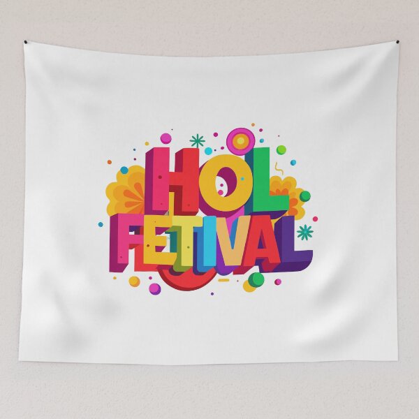 Item preview, 3D Isometric Holi Festival Typography with Vibrant Rainbow Colors and Confetti designed and sold by Jirada.