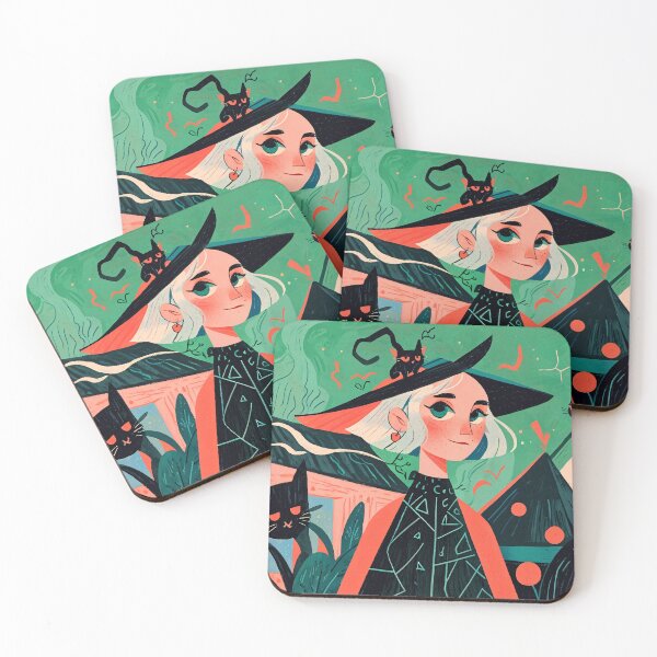 Item preview, Whimsical Witch with Black Cats designed and sold by KiraChie.