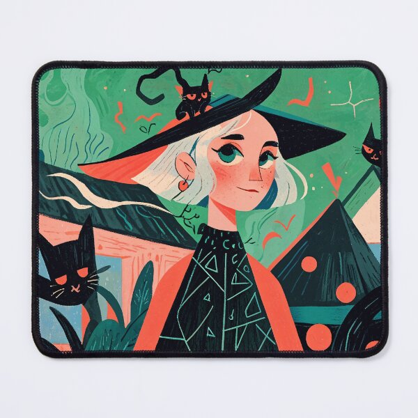 Item preview, Whimsical Witch with Black Cats designed and sold by KiraChie.