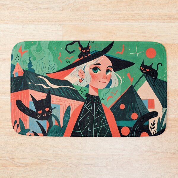 Item preview, Whimsical Witch with Black Cats designed and sold by KiraChie.