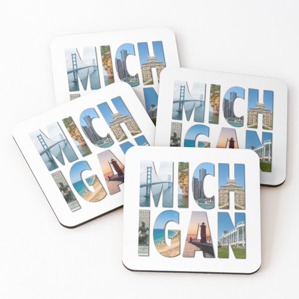 Item preview, "Michigan Landmarks Typography Poster – Great Lakes State Gift for Travelers, Locals & Nature Lovers" designed and sold by Williams Anderson.