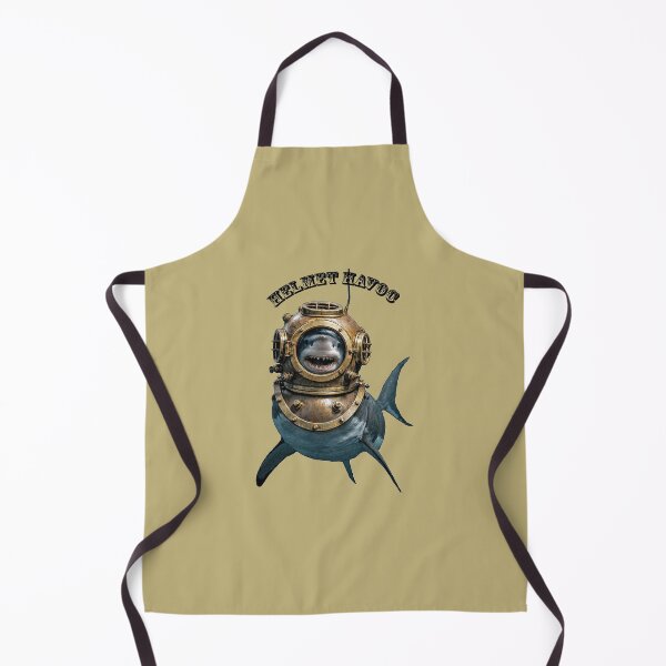 Item preview, Great White Shark Swimming with a Diving Helmet on its Head URM designed and sold by urmaddad.