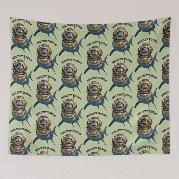 Item preview, Great White Shark Swimming with a Diving Helmet on its Head URM designed and sold by urmaddad.