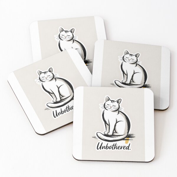 Item preview, Unbothered Cat – Minimal Zen Ink Sticker Design designed and sold by blacksealstudio.