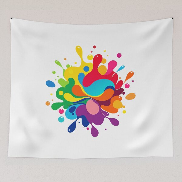 Item preview, Abstract Vibrant Paint Splash with Fluid Rainbow Droplets and Glossy Splatter Art designed and sold by Jirada.