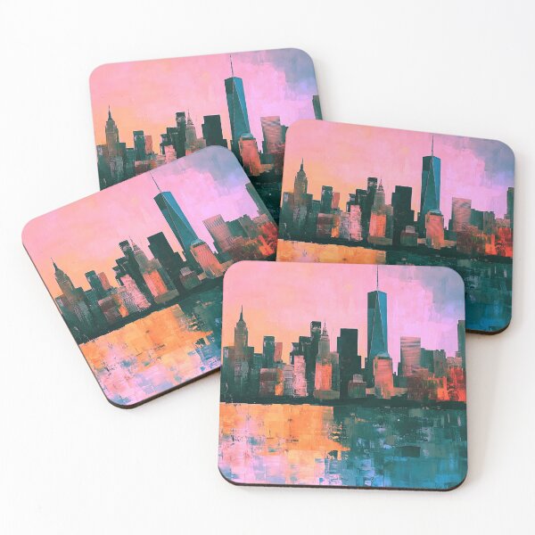 Item preview, NYC Skyline – Sunset Rose Reflections designed and sold by SkylineVistas Designs.