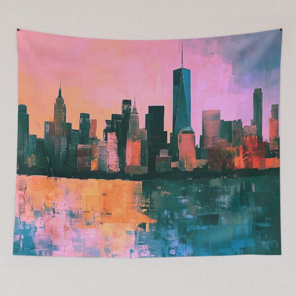 Item preview, NYC Skyline – Sunset Rose Reflections designed and sold by SkylineVistas Designs.