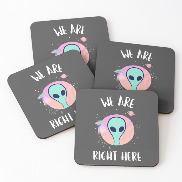 Item preview, We Are Right Here — Cute Alien & UFO Doodle designed and sold by downUnderInk.
