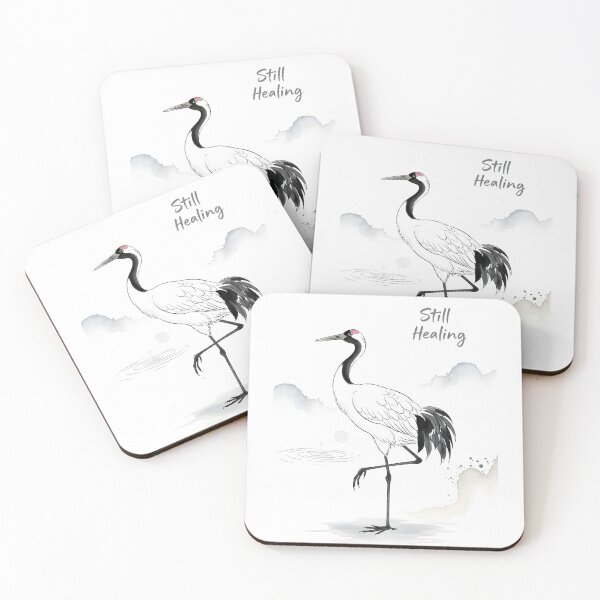 Item preview, Still Healing Crane – Japanese Zen Ink Art designed and sold by blacksealstudio.