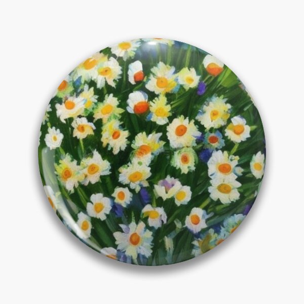Item preview, Round Daisy Bouquet Painterly Art for Cozy Floral Decor Fans designed and sold by WildStroke.