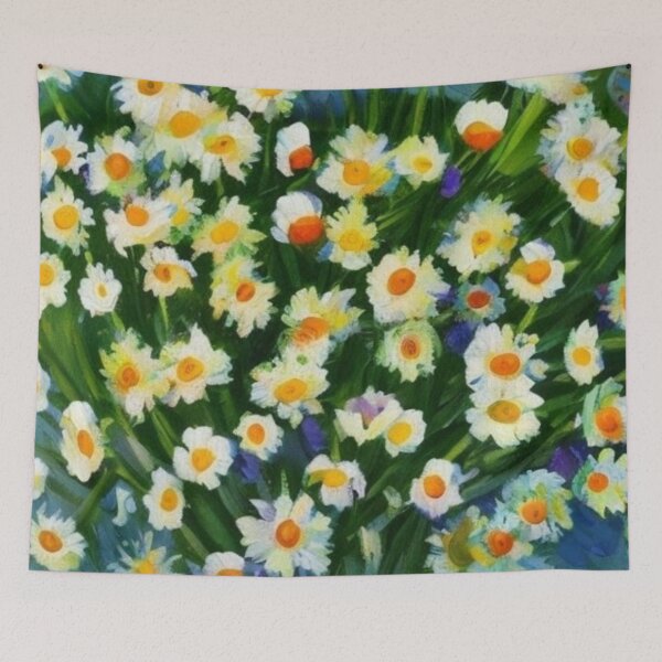 Item preview, Round Daisy Bouquet Painterly Art for Cozy Floral Decor Fans designed and sold by WildStroke.