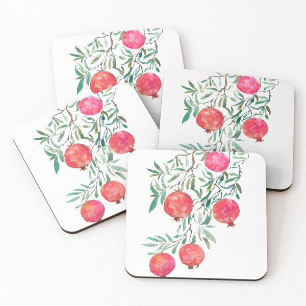 Item preview, hand painted red orange pomegranate watercolor designed and sold by ColorandColor.
