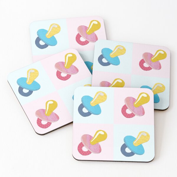 Item preview, Checker Board Gender Reveal Pacifier Baby Paper Collage designed and sold by toowoosh.
