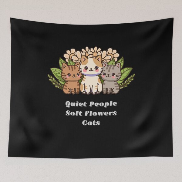 Item preview, Quiet People Soft Flowers Cats – Introvert Cat Floral Quote designed and sold by ChameraDesign.