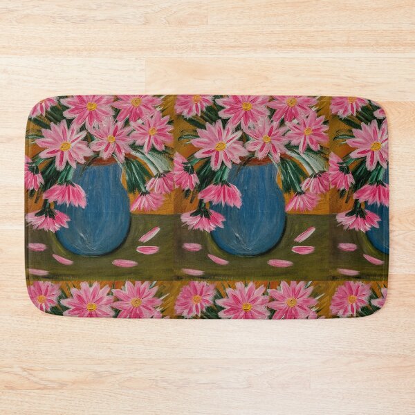 Item preview, Pink Star Daisies in Blue Vase on Gold designed and sold by kkartwork.